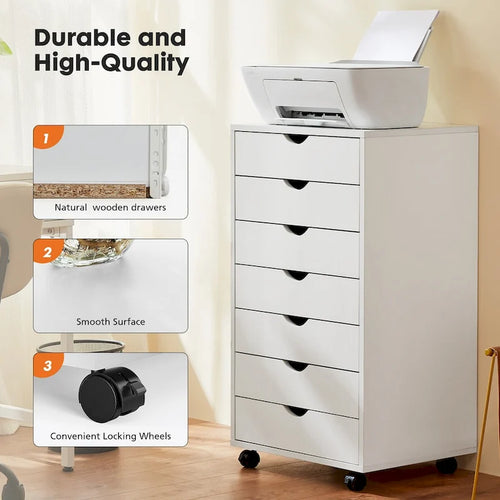 Commode 7 tiroirs - Commodes de rangement avec roulettes Commode en bois