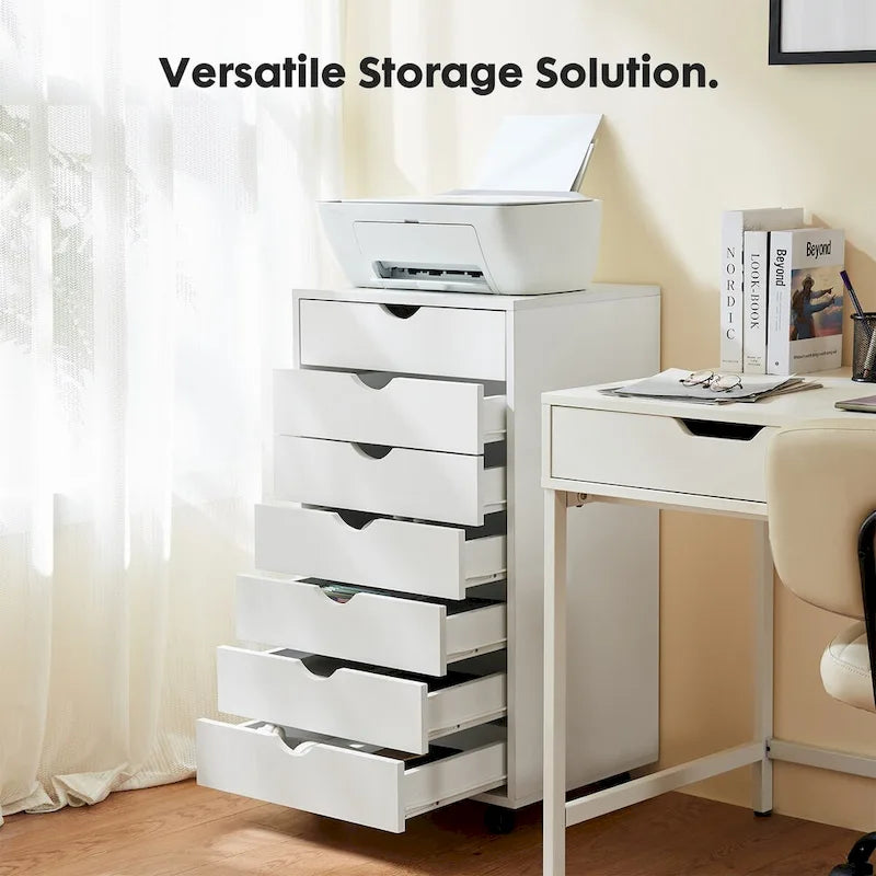 Commode 7 tiroirs - Commodes de rangement avec roulettes Commode en bois