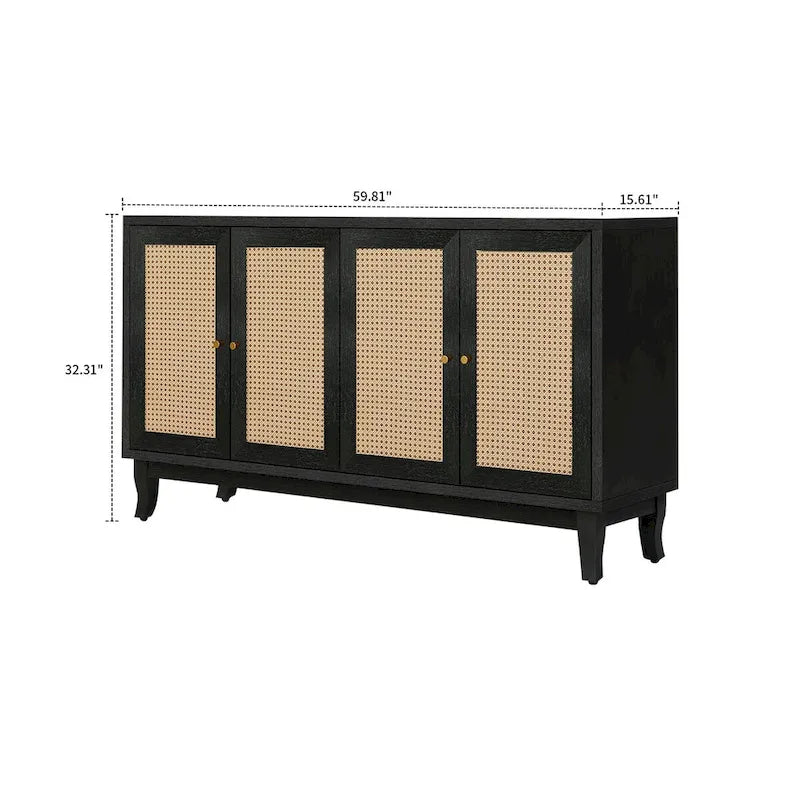 Bahut horizontal de style ferme moderne avec deux armoires