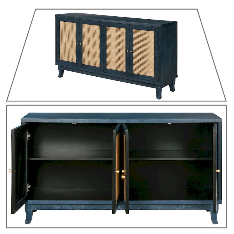 Bahut horizontal de style ferme moderne avec deux armoires