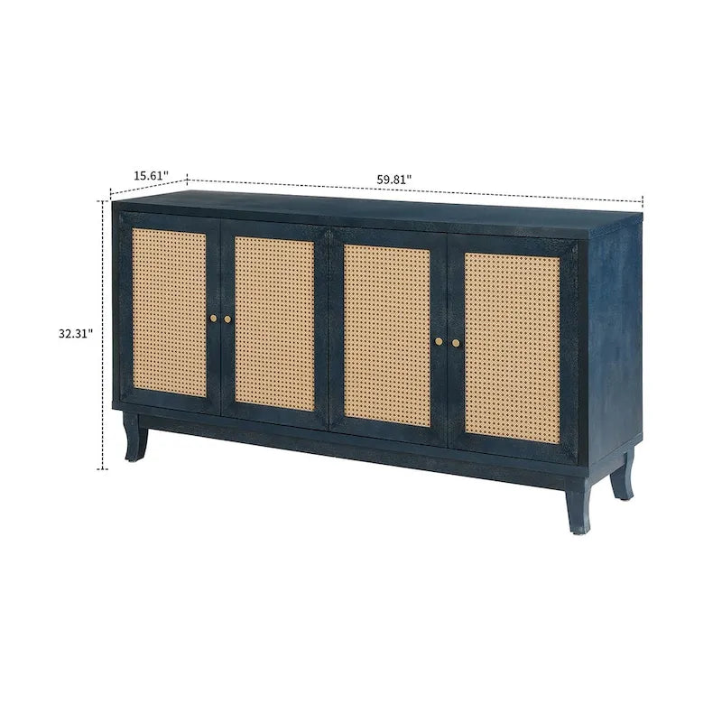 Bahut horizontal de style ferme moderne avec deux armoires