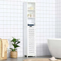 Miami White Tall Bathroom Storage Cabinet Slim Linen Cabinet - 13 7/8L x 10.4W x 68H