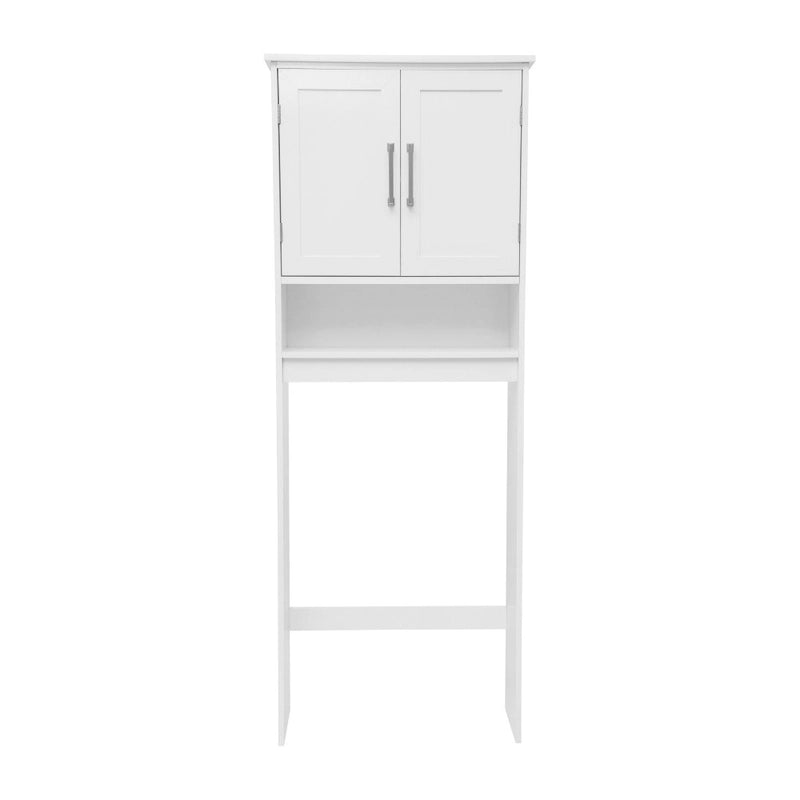 Meuble de rangement gris moderne pour toilettes avec 2 étagères et portes