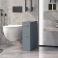 Organisateur de sol de salle de bain gris, meuble de rangement étroit autoportant et peu encombrant