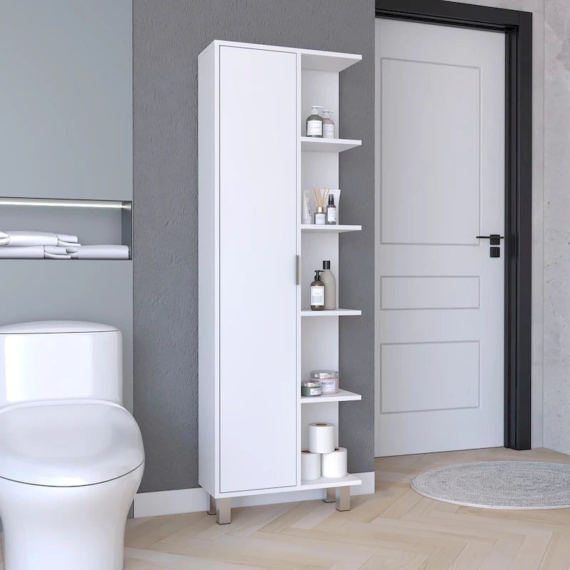 Meuble de rangement pour salle de bain avec quatre étagères ouvertes