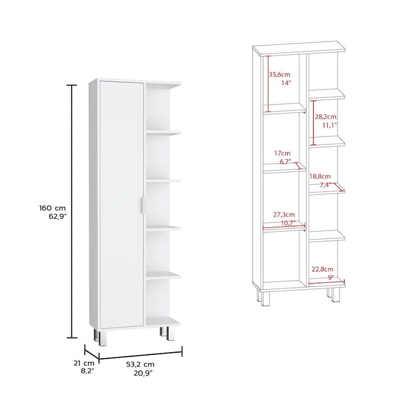 Meuble de rangement pour salle de bain avec quatre étagères ouvertes