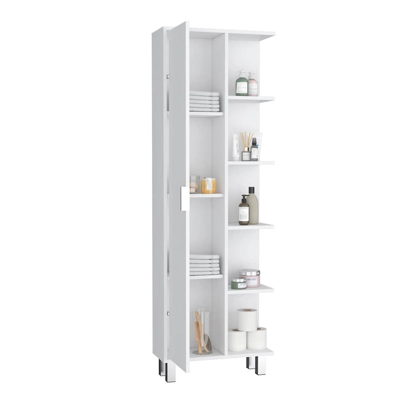 Meuble de rangement pour salle de bain avec quatre étagères ouvertes