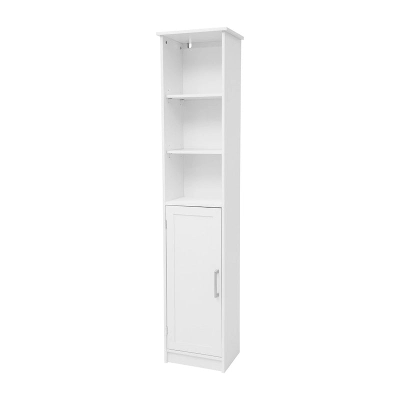 Colonne de rangement de salle de bain autoportante moderne avec étagères et porte à fermeture magnétique