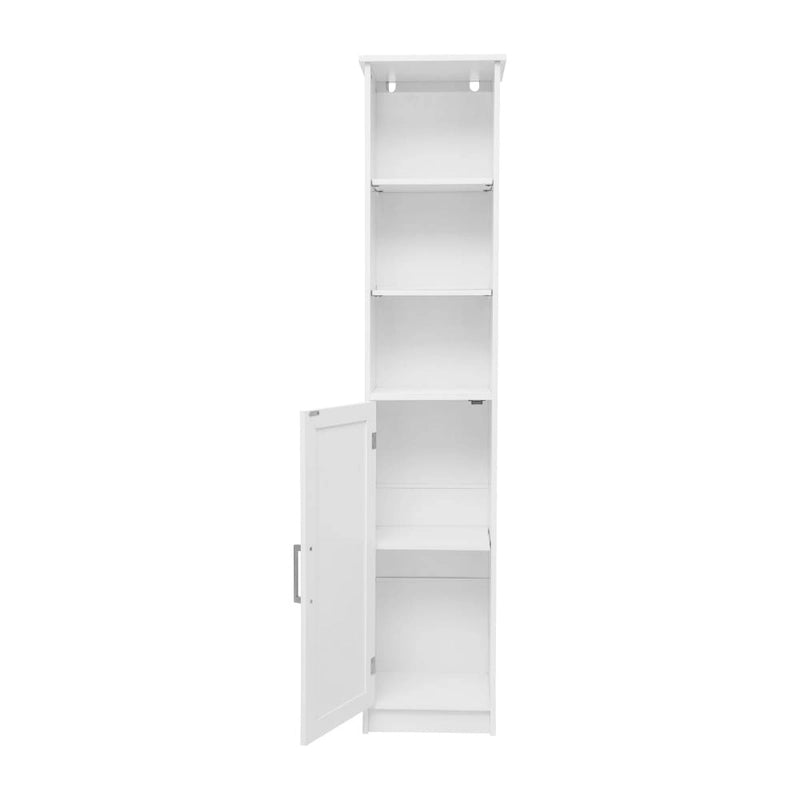 Colonne de rangement de salle de bain autoportante moderne avec étagères et porte à fermeture magnétique