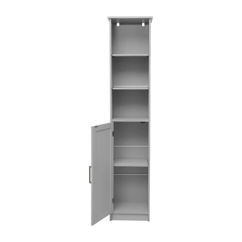 Colonne de rangement de salle de bain autoportante moderne avec étagères et porte à fermeture magnétique