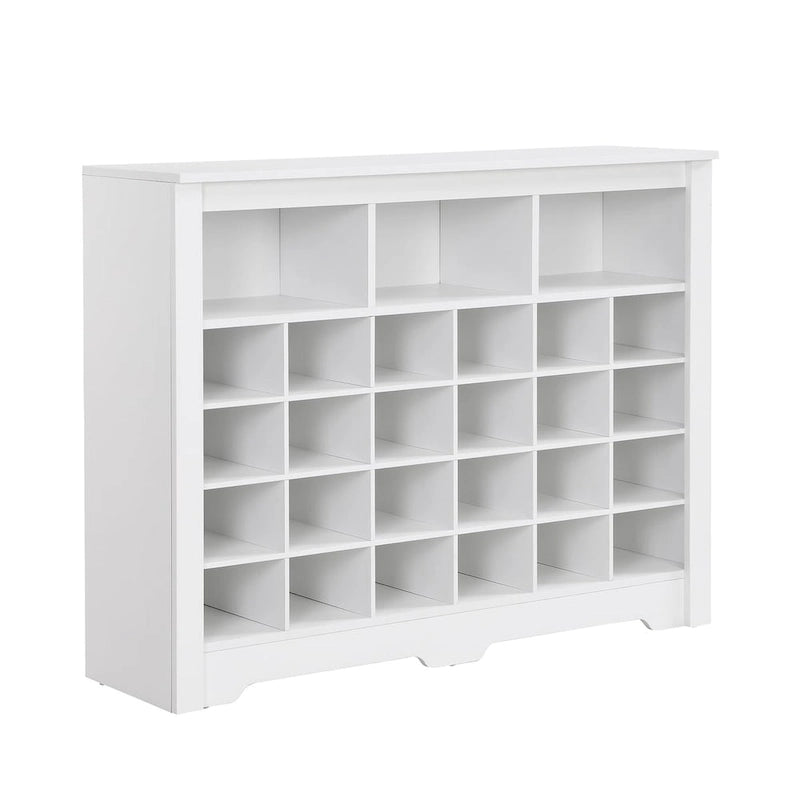 Console élégante avec 24 casiers à chaussures, meuble à chaussures moderne avec base incurvée