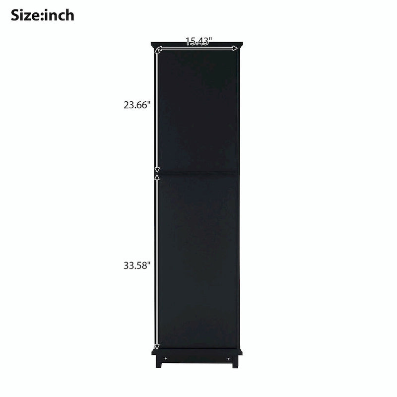 Armoire de rangement de salle de bain haute sur pied avec portes vitrées et deux tiroirs