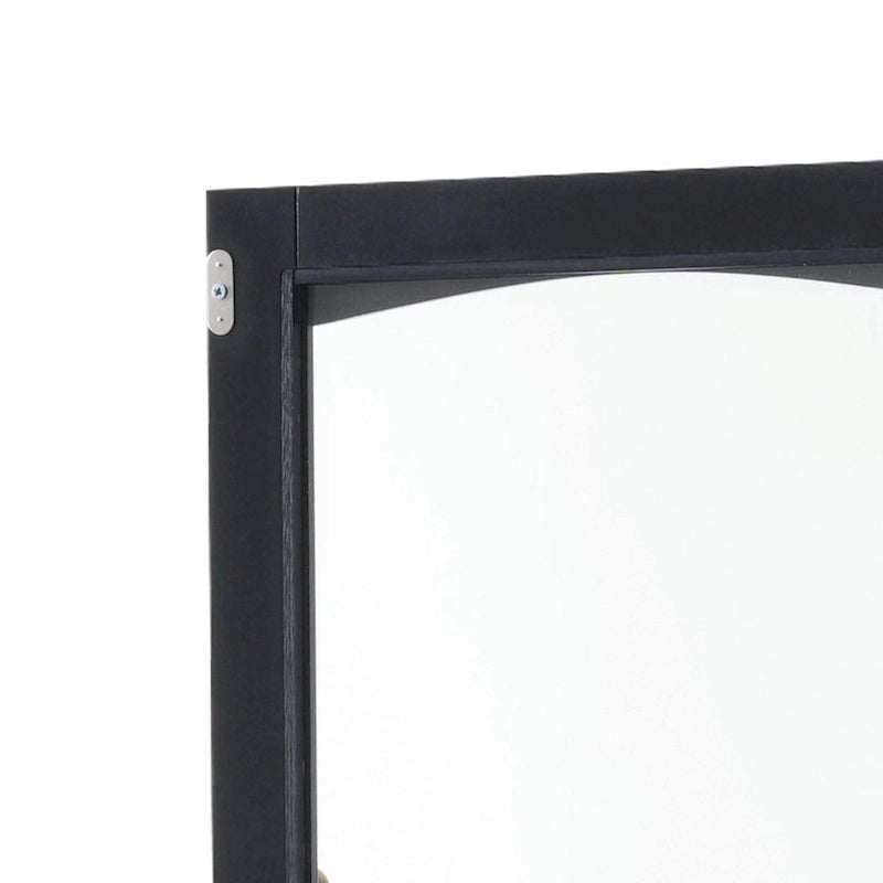 Armoire de rangement de salle de bain haute sur pied avec portes vitrées et deux tiroirs