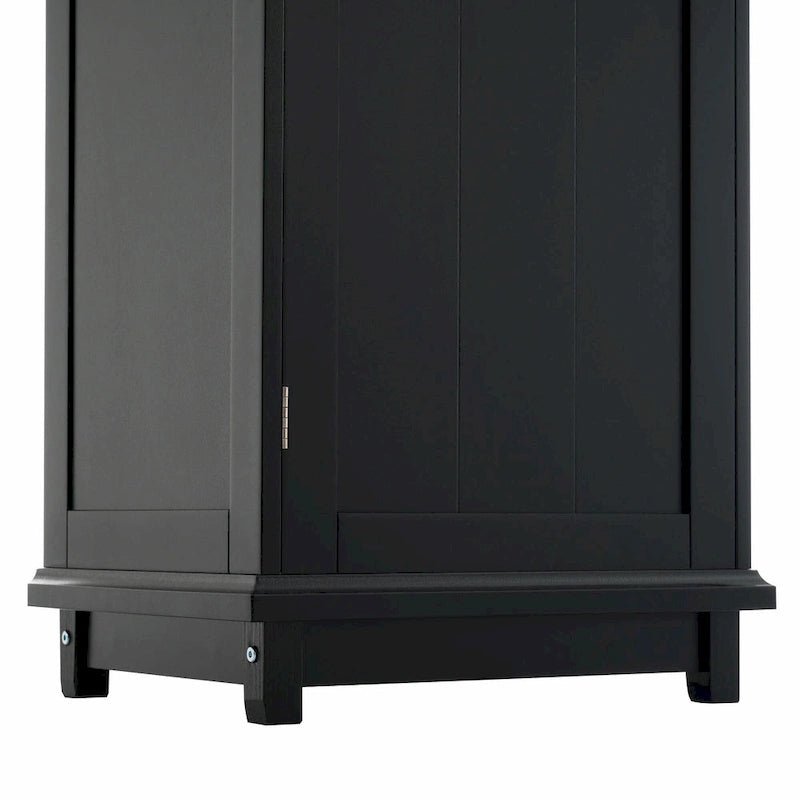 Armoire de rangement de salle de bain haute sur pied avec portes vitrées et deux tiroirs
