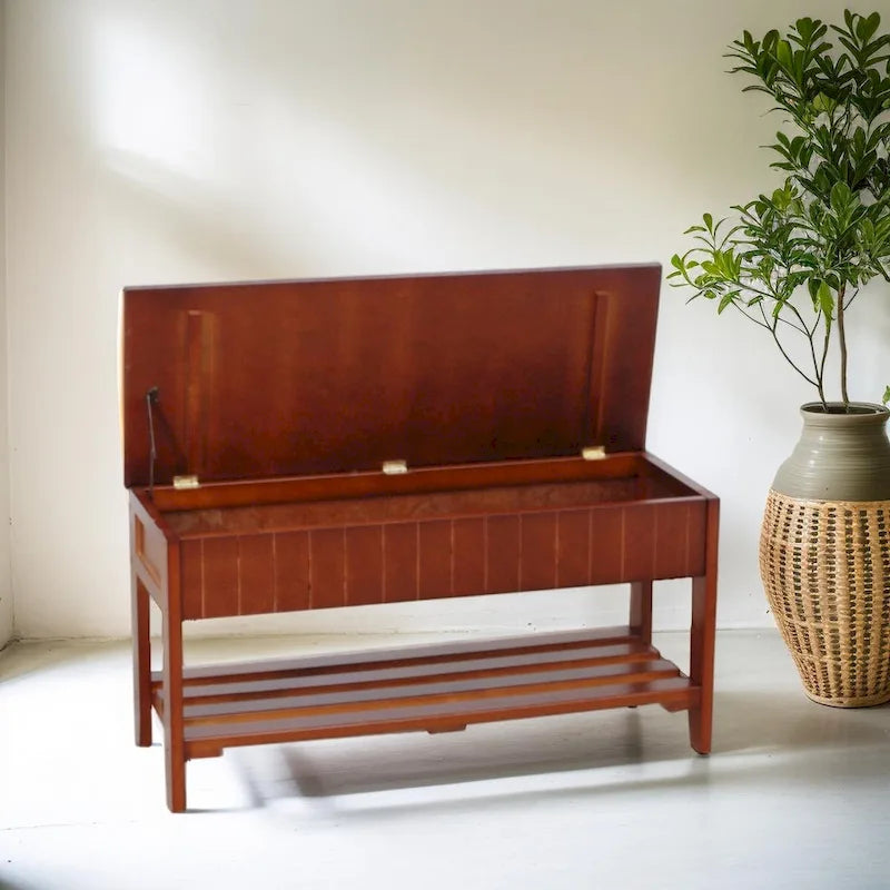 Banc à chaussures en bois massif de qualité avec rangement