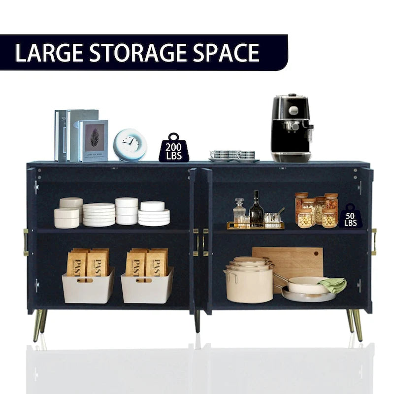 Buffet Bahut Moderne Laqué 4 Portes en Bois