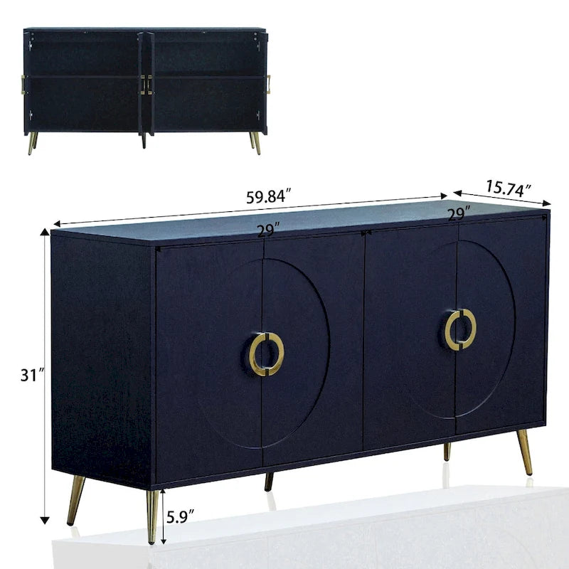 Buffet Bahut Moderne Laqué 4 Portes en Bois